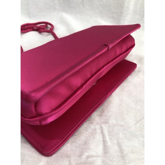 NWOT La Regale Bag Clutch Pink Pleated Flap Closure Magnetic Snap Satin Lined - Picture 9 of 12